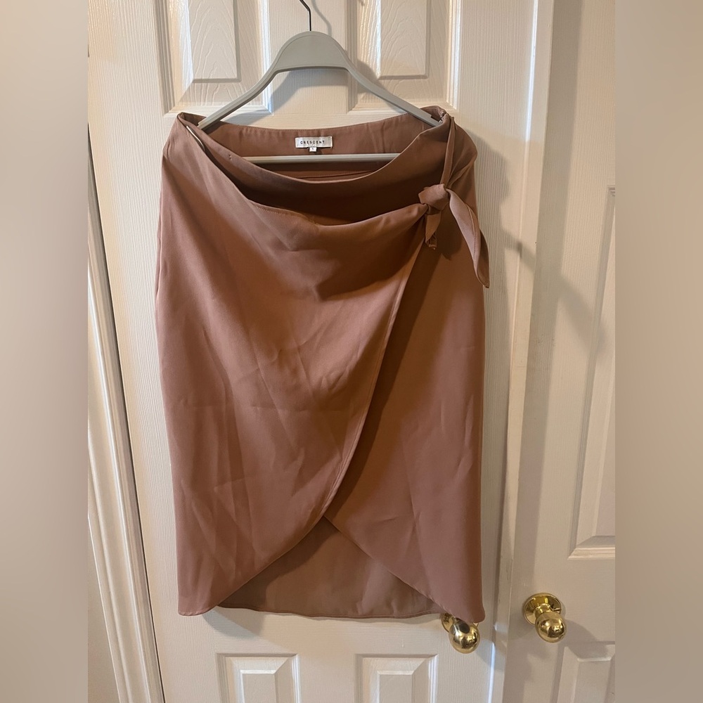 Crescent Tan Midi Wrap Skirt